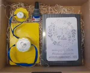 Lote cuño 10cm + 5cm con tampon y tinta