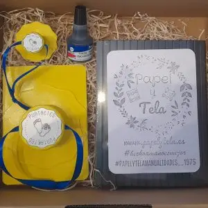 Lote cuño 10cm + 5cm con tampon y tinta