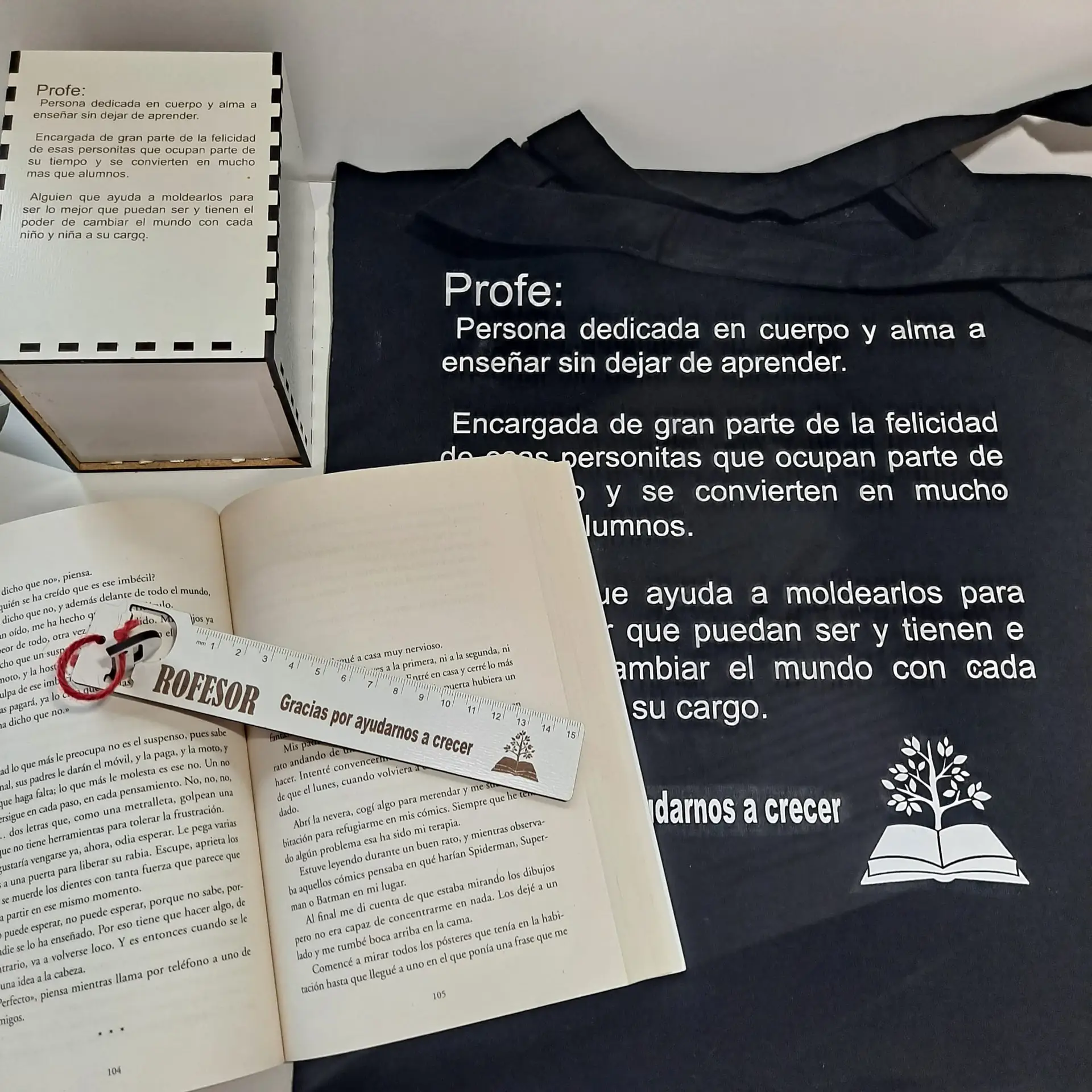 Pack regalo profesor totebag + portalápiz con regla y bolígrafo bambú - Imagen 3