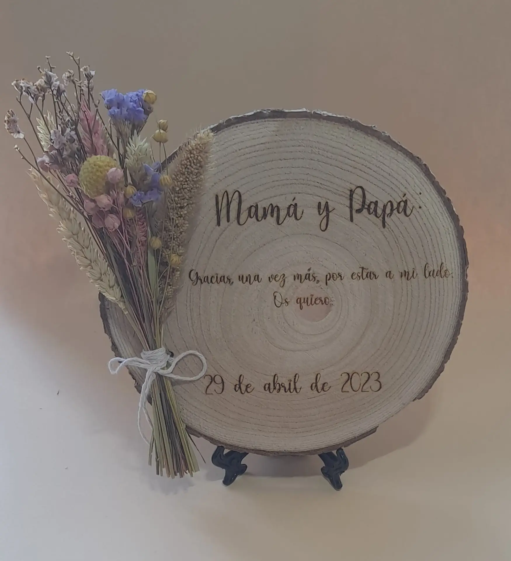 Taco madera personalizado 20cm aprox. - Imagen 2