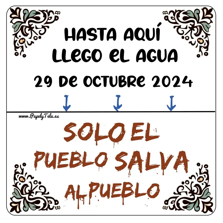 Azulejo conmemorativo DANA Valencia 15x15 azulejo solo el pueblo horizontal